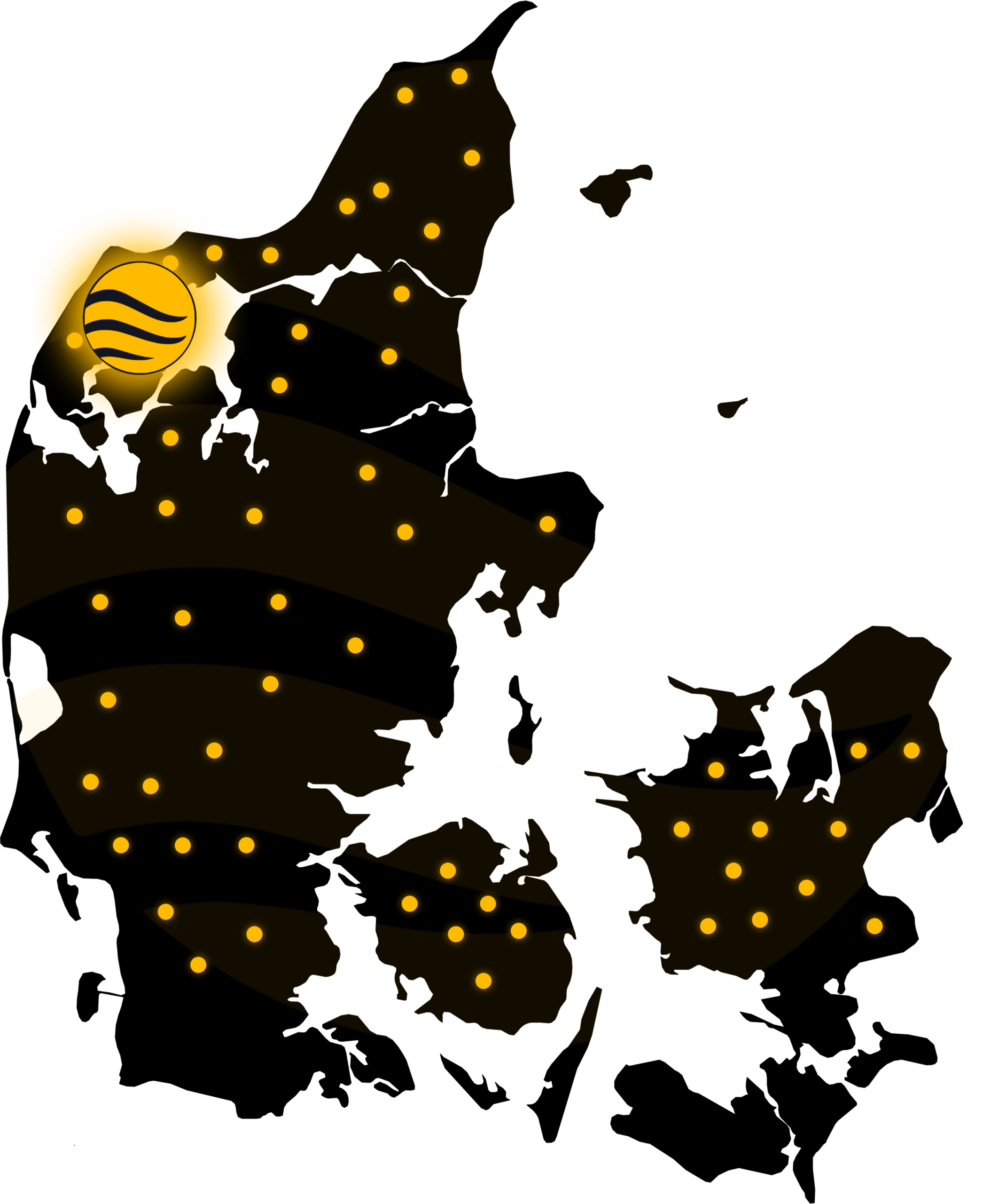 Kort over Fanwave-projekter i hele Danmark